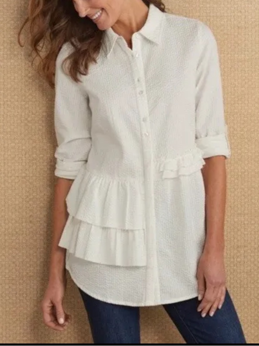 Soft Surroundings Adley Button Up Tunic Shirt
